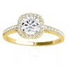 Maulijewels 1.25 Carat Cushion Cut Halo Diamond Moissanite Engagement Ring In 14k Yellow Gold In Rin In Yellow