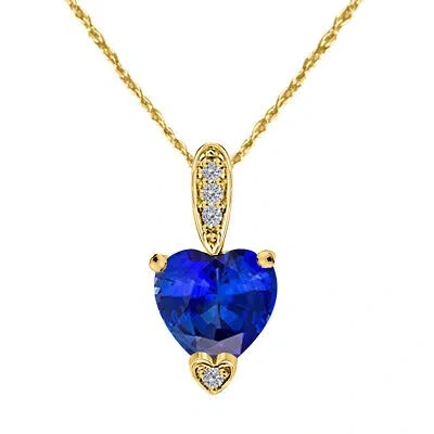 Pre-owned Maulijewels 1.25 Carat Heart Shape Tanzanite Gemstone And White Diamond Pendant