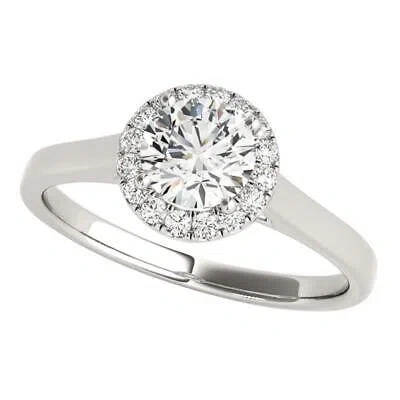 Pre-owned Maulijewels 1.25 Carat Moissanite & Halo Round Diamond Engagement Ring 14k Solid In White