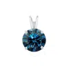 Maulijewels 1.25ct D-vvs1 Blue Moissanite Diamond 14k White Gold Solitaire Necklace With Gold Plated In Blue