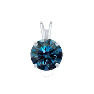 Maulijewels 1.25ct D-vvs1 Blue Moissanite Diamond 14k White Gold Solitaire Necklace With Gold Plated