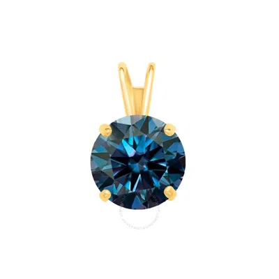 Maulijewels 1.25ct D-vvs1 Blue Moissanite Diamond 14k Yellow Gold Solitaire Necklace With Gold Plate