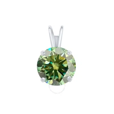 Maulijewels 1.25ct D-vvs1 Green Moissanite Diamond 14k White Gold Solitaire Necklace With Gold Plate