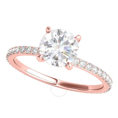 Maulijewels 1.35 Carat Diamond White Moissanite Engagement Rings For Women In 14k Solid Rose Gold In In Pink