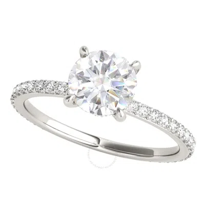 Maulijewels 1.35 Carat Diamond White Moissanite Engagement Rings For Women In 14k Solid White Gold I