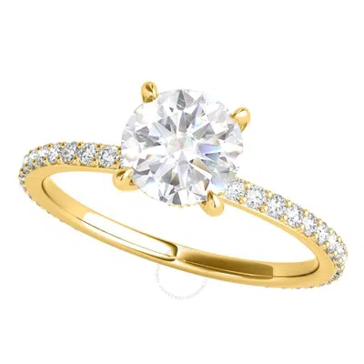 Maulijewels 1.35 Carat Diamond White Moissanite Engagement Rings For Women In 14k Solid Yellow Gold
