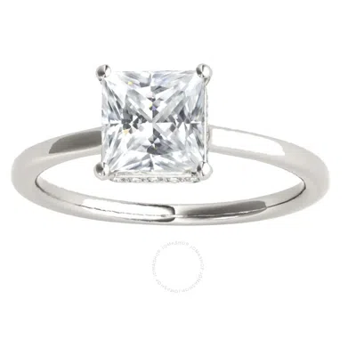Maulijewels 1.35 Carat Natural Diamond Princess Cut Moissanite Engagement Rings For Womens In 14k Wh In Metallic