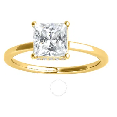 Maulijewels 1.35 Carat Natural Diamond Princess Cut Moissanite Engagement Rings For Womens In 14k Ye In Yellow