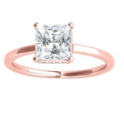 Pre-owned Maulijewels 1.35 Carat Natural Diamond Princess Cut Moissanite Engagement Rings In Pink
