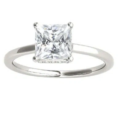 Pre-owned Maulijewels 1.35 Carat Natural Diamond Princess Cut Moissanite Engagement Rings In White