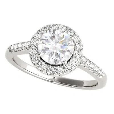 Pre-owned Maulijewels 1.40 Carat Halo Moissanite Diamond Engagement Rings For Women In In White