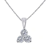 MAULIJEWELS 14K / 1.00 CARAT NATURAL ROUND WHITE DIAMOND THREE STONE PENDANT NECKLACE FOR WOMEN IN WHITE GOLD WI