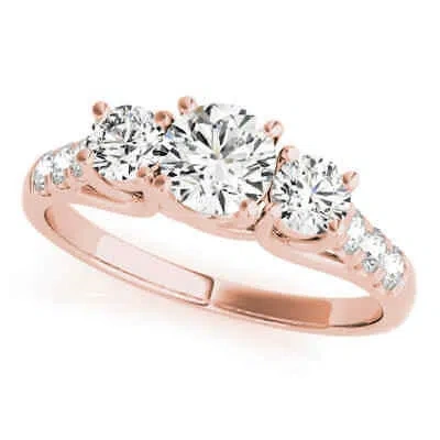 Pre-owned Maulijewels 14k Rose Gold 0.50 Carat Halo Diamond Engagement Ring
