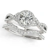 Maulijewels 14k Solid White Gold Halo Diamond Engagement Bridal Ring Set With 0.50 Carat Diamonds In White