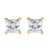 Maulijewels 14k Solid Yellow Gold 0.50 Ct Tw Natural Princess Cut Diamond Stud Earrings With Push Ba In White