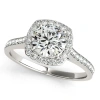 Maulijewels 14k White Gold 0.50 Carat Halo Diamond Engagement Ring In White