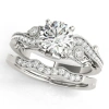 MAULIJEWELS MAULIJEWELS 14K WHITE GOLD 0.60 CARAT HALO DIAMOND ENGAGEMENT BRIDAL RING SET