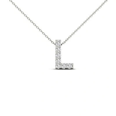 Pre-owned Maulijewels 14k White Gold 0.07 Ct Natural Prong Set Diamond Initial " L "