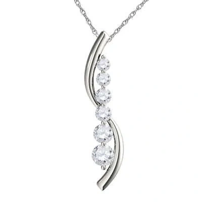 Pre-owned Maulijewels 14k White Gold 0.5 Ct Diamond Pendant, Necklace With 18" Gold Plated