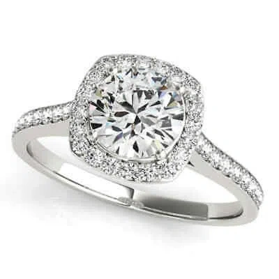 Pre-owned Maulijewels 14k White Gold 0.50 Carat Halo Diamond Engagement Ring