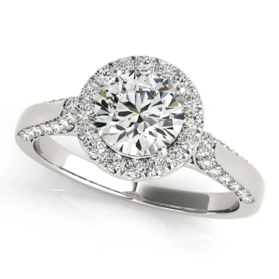 Maulijewels 14k White Gold 1 Carat Halo Diamond Engagement Ring