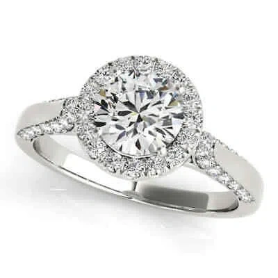 Pre-owned Maulijewels 14k White Gold 1 Carat Halo Diamond Engagement Ring
