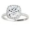 MAULIJEWELS MAULIJEWELS 14K WHITE GOLD 1.75 CARAT CUSHION CUT MOISSANITE DIAMOND ( G-H/ VS1 ) HALO ENGAGEMENT RI