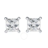 Maulijewels 14k White Gold 2.00 Ct Tw Natural Princess Cut Diamond Stud Earrings With Secure Push Ba In White