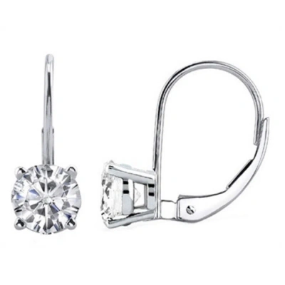 Maulijewels 14k White Gold Dangle Style Earrings With Lever Back 1.00 Carat Natural White Diamonds (