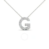 MAULIJEWELS MAULIJEWELS 14K WHITE GOLD INITIAL " G " SET WITH 0.13 CARAT NATURAL ROUND WHITE DIAMOND COMES WITH 