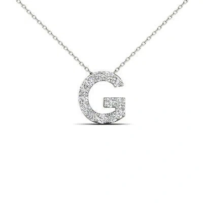 Pre-owned Maulijewels 14k White Gold Initial " " Set With 0.13 Carat Natural Round White