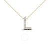 MAULIJEWELS MAULIJEWELS 14K YELLOW GOLD 0.07 CT NATURAL PRONG SET DIAMOND INITIAL " L " NECKLACE PENDANT WITH 18