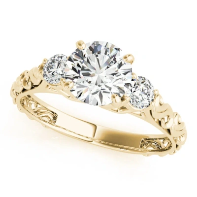 Maulijewels 14k Yellow Gold 0.50 Carat Diamond Three Stone Engagement Ring