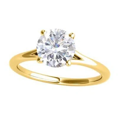Pre-owned Maulijewels 14k Yellow Gold 1.50 Carat White Moissanite Diamond Engagement