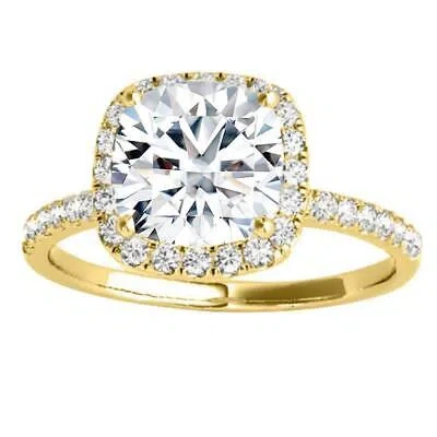 Pre-owned Maulijewels 14k Yellow Gold 1.75 Carat Cushion Cut Moissanite Diamond ( G-h/ Vs1
