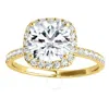 Maulijewels 14k Yellow Gold 1.75 Carat Cushion Cut Moissanite Diamond ( G-h/ Vs1 ) Halo Engagement R In Yellow