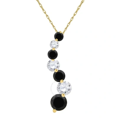 Maulijewels 14k Yellow Gold 2 Ct Round Cut Black And White Diamond Rope Pendant Necklace With 18" 14 In Black/white
