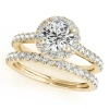 Maulijewels 14k Yellow Gold Bridal Set 0.75 Carat Halo Diamond Engagement Ring In Yellow