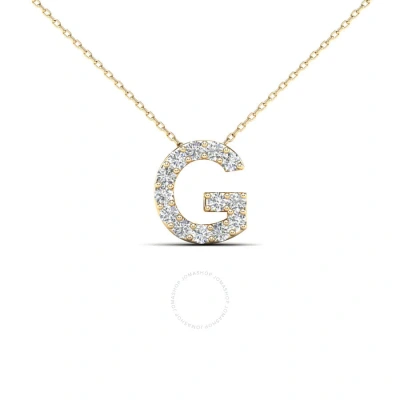 Maulijewels 14k Yellow Gold Initial " G " Set With 0.13 Carat Natural Round White Diamond Comes With