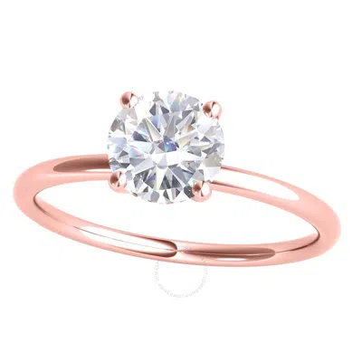 Maulijewels 1.5 Carat Diamond 14k Rose Gold Moissanite ( G-h/ Vs1 ) Solitaire Engagement Ring For Wo In Pink