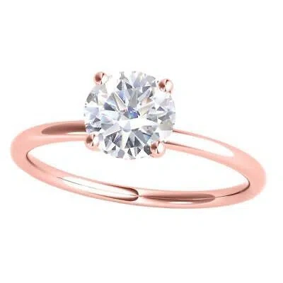 Pre-owned Maulijewels 1.5 Carat Diamond 14k Rose Gold Moissanite ( G-h/ Vs1 ) Solitaire In Pink
