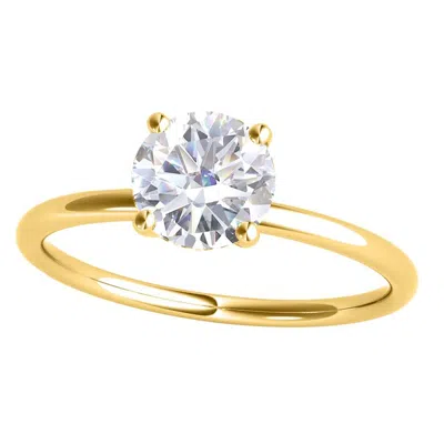 Maulijewels 1.5 Carat Diamond 14k Yellow Gold Moissanite ( G-h/ Vs1 ) Solitaire Engagement Ring For  In Brown