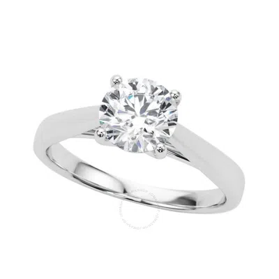Maulijewels 1.50 Carat Diamond Moissanite Engagement Ring For Women In 10k Solid White Gold In Ring  In Metallic