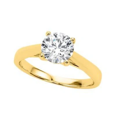 Pre-owned Maulijewels 1.50 Carat Diamond Moissanite Engagement Ring For Women In 10k Solid In Yellow
