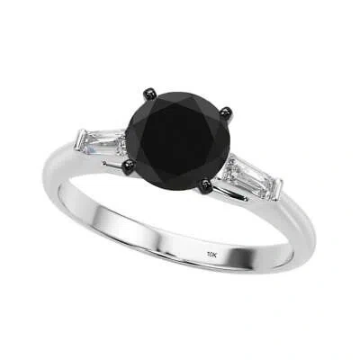 Pre-owned Maulijewels 1.50 Carat Natural Black & White Diamond Engagement Solitaire Rings