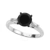MAULIJEWELS MAULIJEWELS 1.50 CARAT NATURAL BLACK & WHITE DIAMOND ENGAGEMENT SOLITAIRE RINGS IN SOLID 10K WHITE G