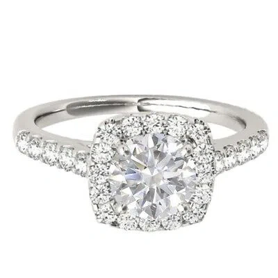 Pre-owned Maulijewels 1.53 Carat Halo Diamond Moissanite Engagement Ring In 14k Solid In White