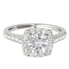 Maulijewels 1.53 Carat Halo Diamond Moissanite Engagement Ring In 14k Solid White Gold In Ring Size  In White