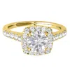 MAULIJEWELS MAULIJEWELS 1.53 CARAT HALO DIAMOND MOISSANITE ENGAGEMENT RING IN 14K SOLID YELLOW GOLD IN RING SIZE