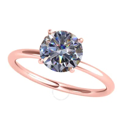 Maulijewels 1.56 Carat Diamond Moissanite Solitaire Engagement Ring For Women In 14k Solid Rose Gold In Pink